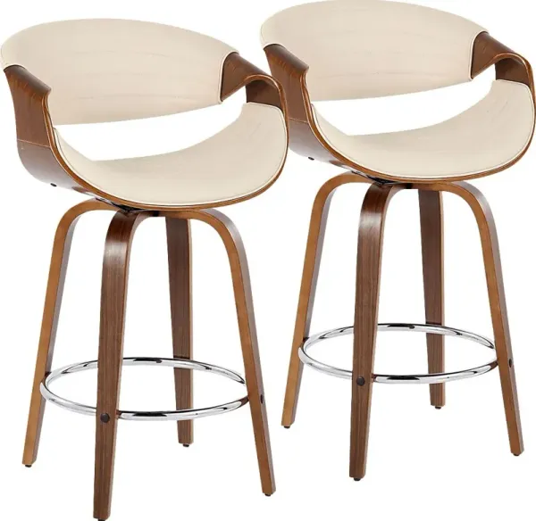 Loblolly VI Cream Swivel Counter Height Stool, Set of 2