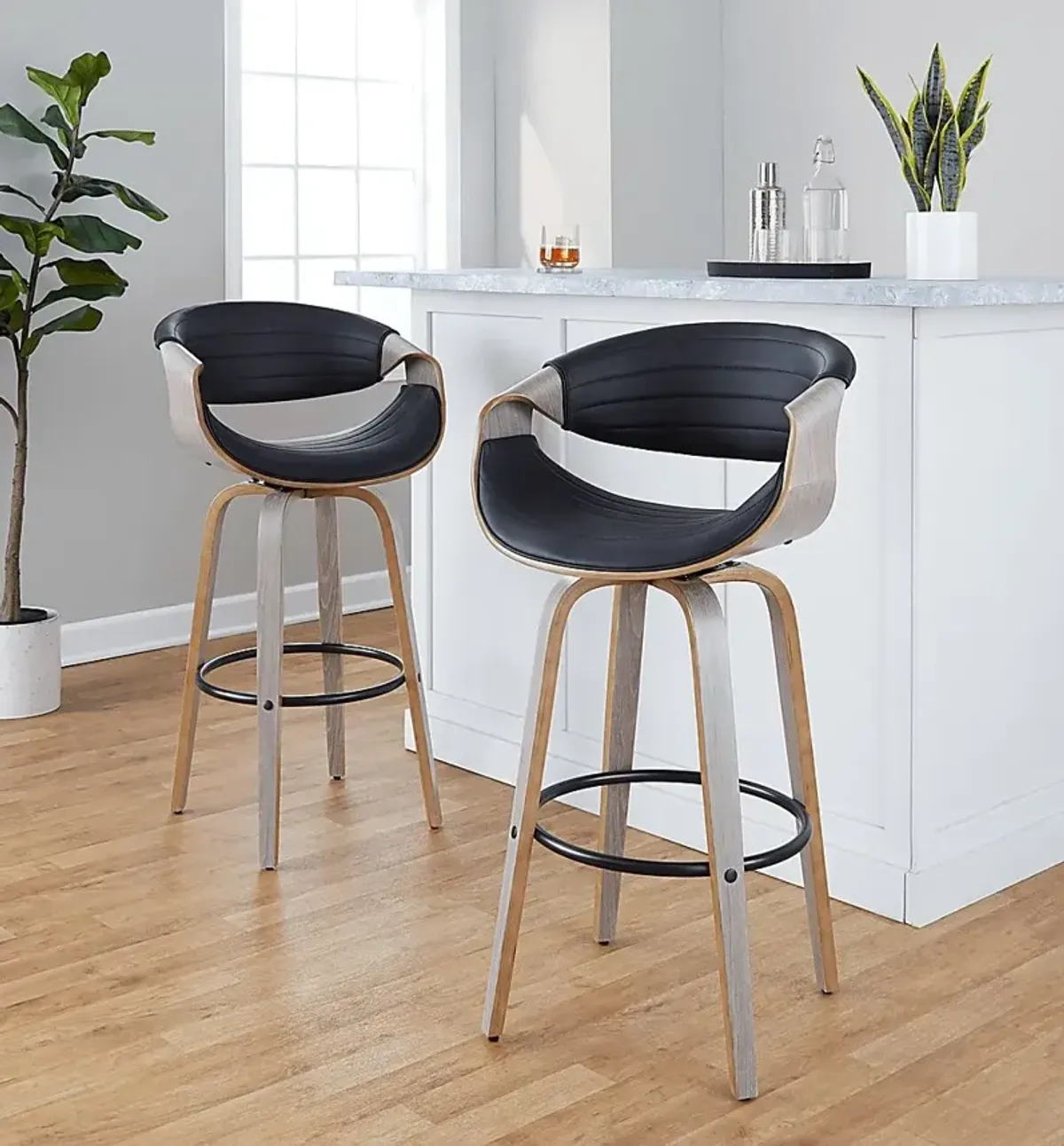 Loblolly I Black Swivel Barstool, Set of 2