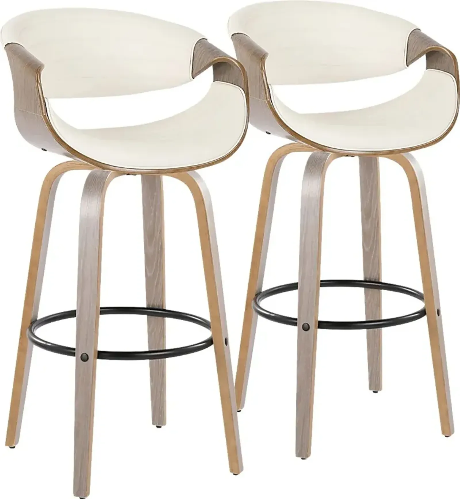 Loblolly I White Swivel Barstool, Set of 2