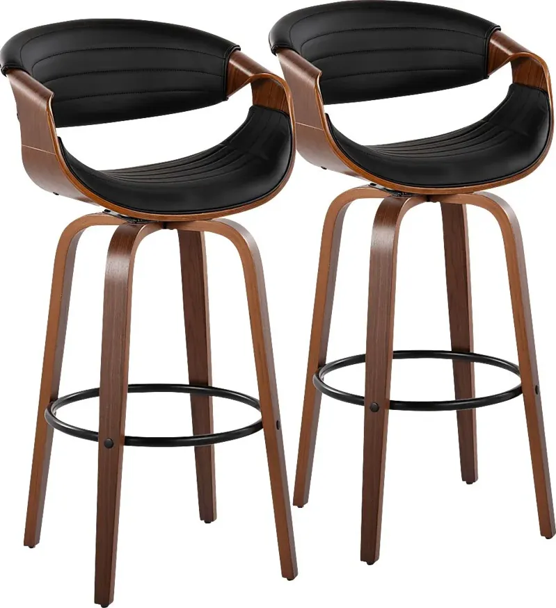 Loblolly II Black Swivel Barstool, Set of 2