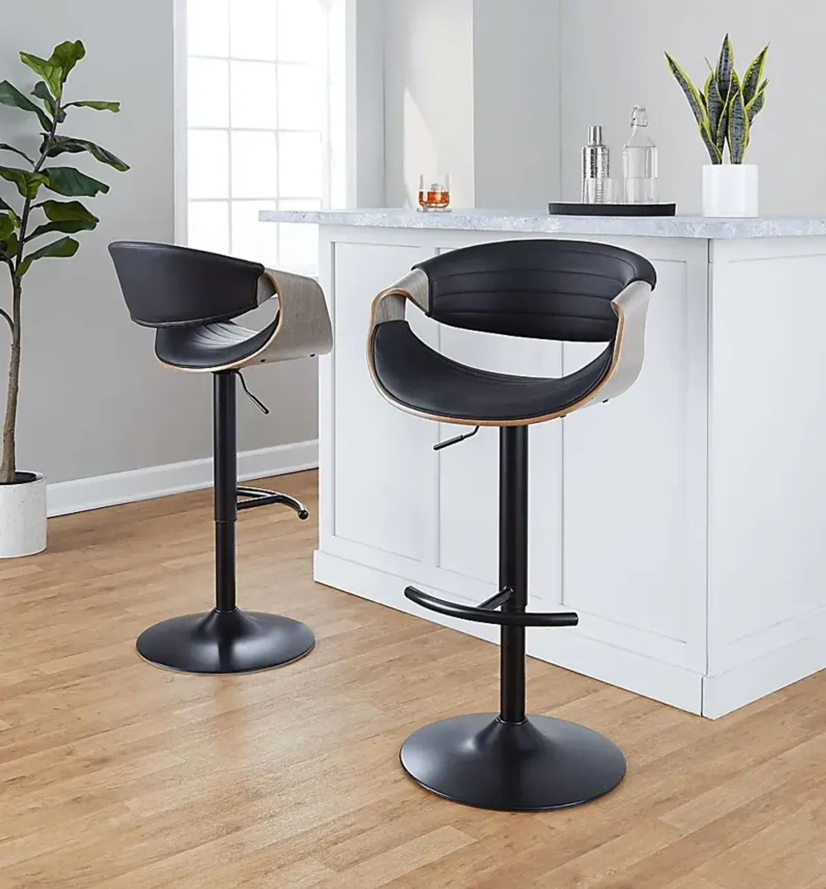 Loblolly X Black Adjustable Barstool, Set of 2