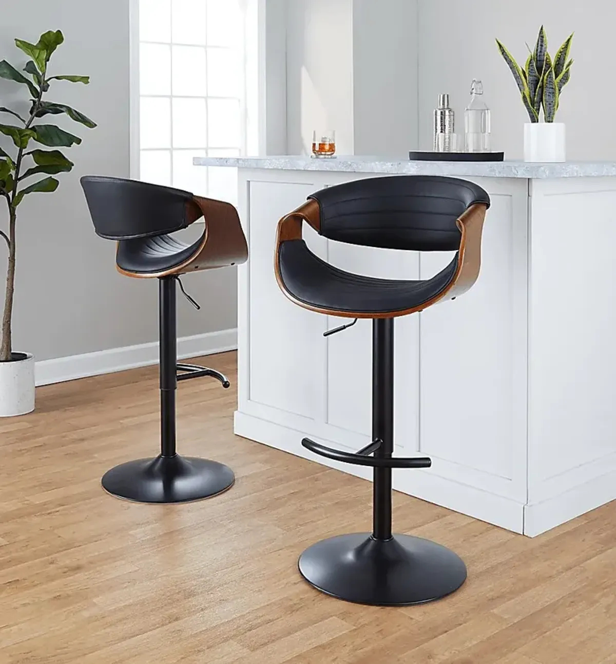 Loblolly VII Black Adjustable Barstool, Set of 2