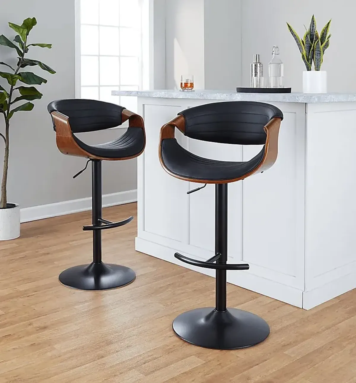 Loblolly VII Black Adjustable Barstool, Set of 2