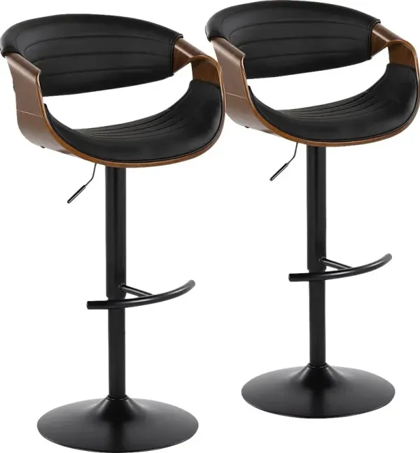 Loblolly VII Black Adjustable Barstool, Set of 2