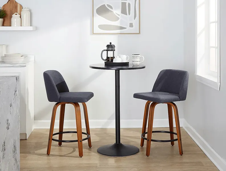 Clyo IV Blue Swivel Counter Height Stool, Set of 2