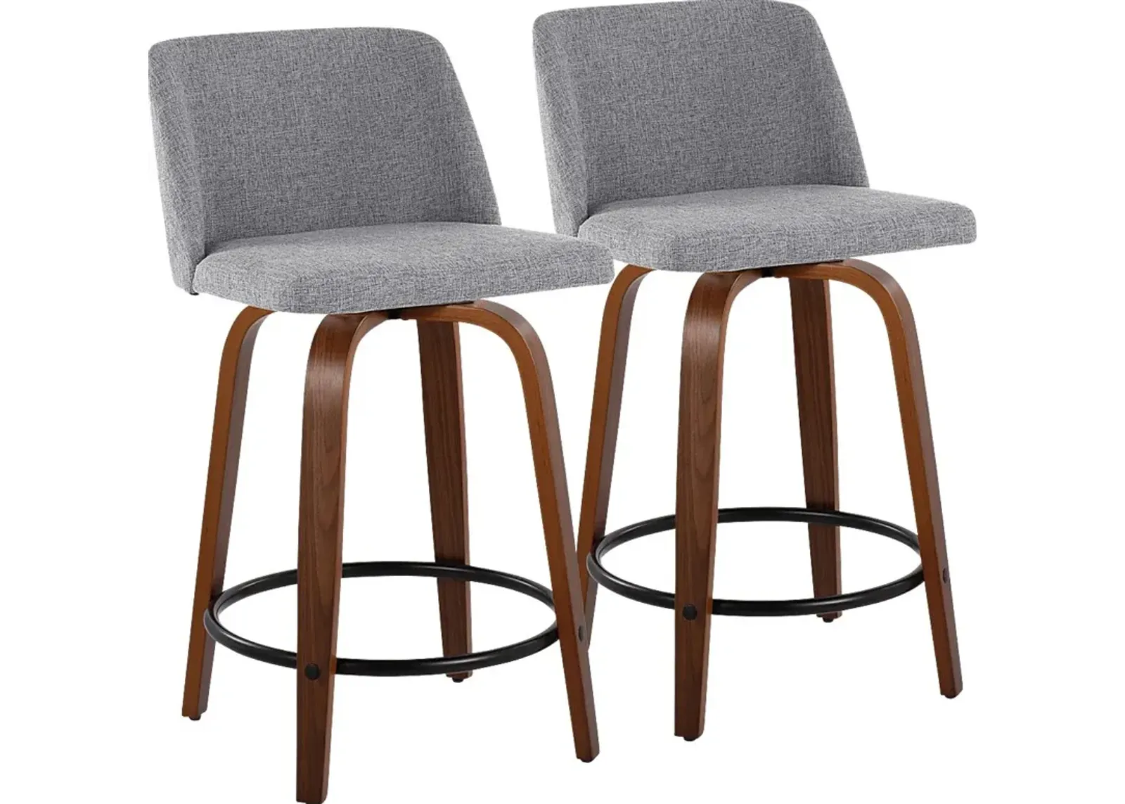 Clyo IV Gray Swivel Counter Height Stool, Set of 2