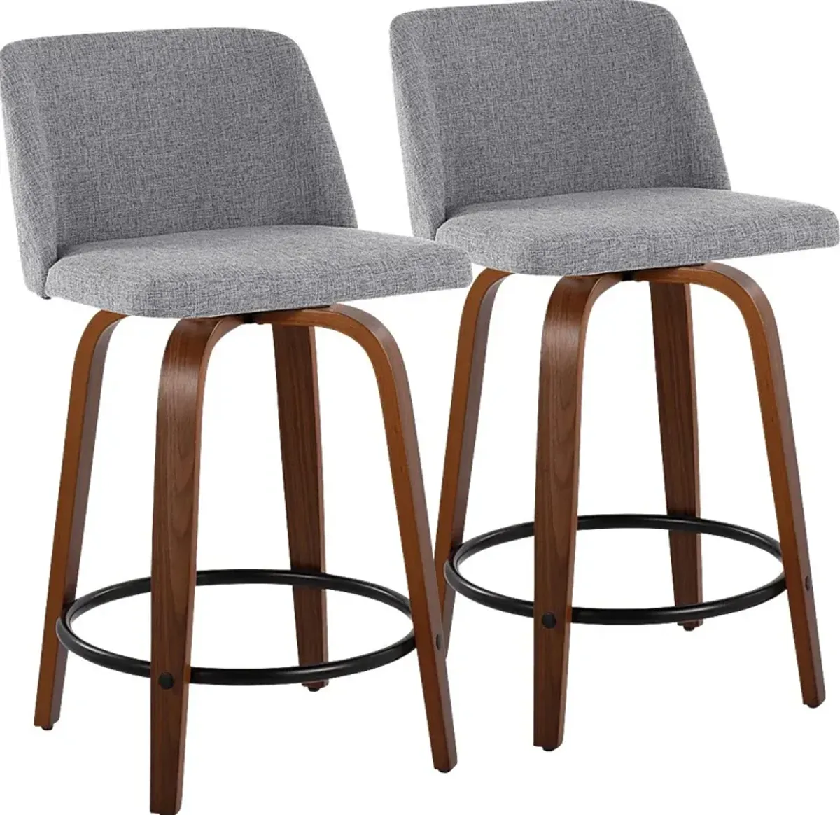 Clyo IV Gray Swivel Counter Height Stool, Set of 2