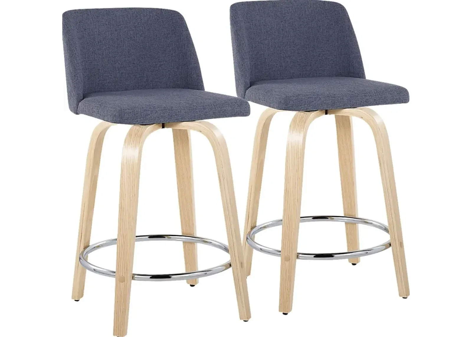 Clyo V Blue Swivel Counter Height Stool, Set of 2