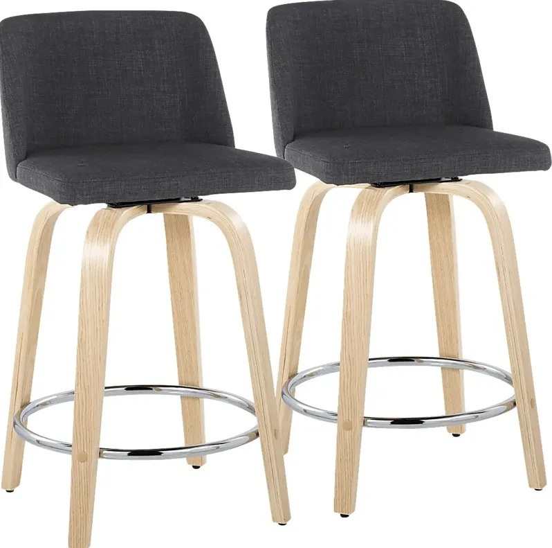 Clyo V Charcoal Swivel Counter Height Stool, Set of 2