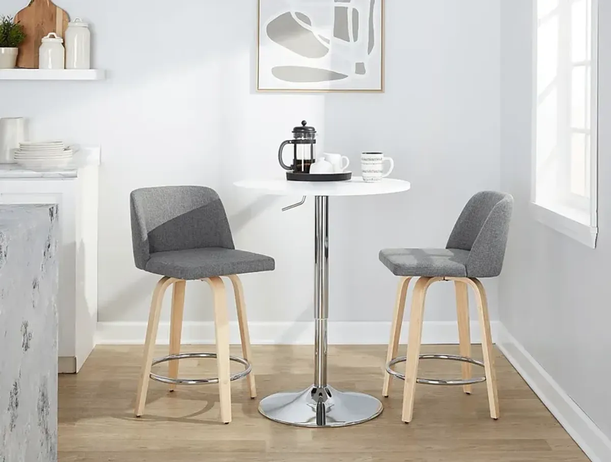 Clyo V Light Gray Swivel Counter Height Stool, Set of 2