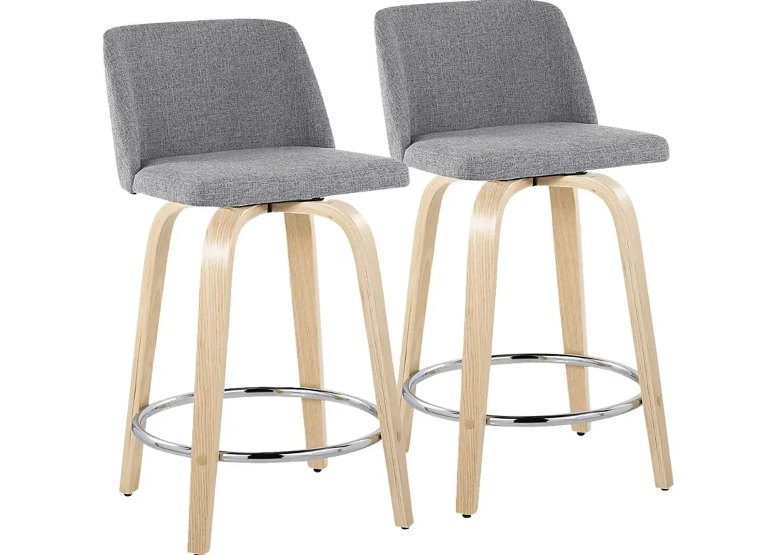 Clyo V Light Gray Swivel Counter Height Stool, Set of 2