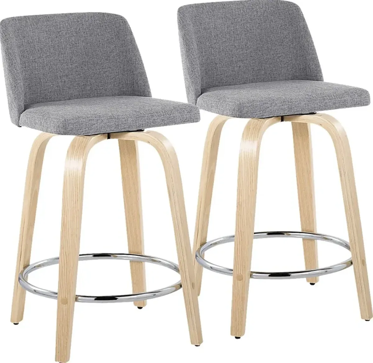 Clyo V Light Gray Swivel Counter Height Stool, Set of 2