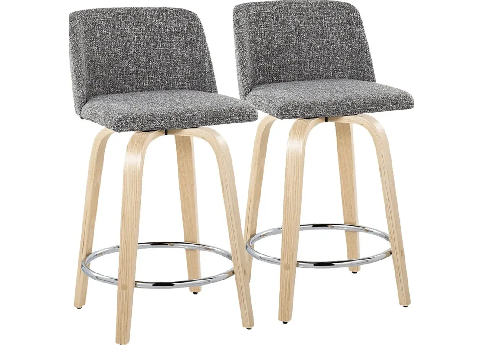 Clyo V Gray Swivel Counter Height Stool, Set of 2