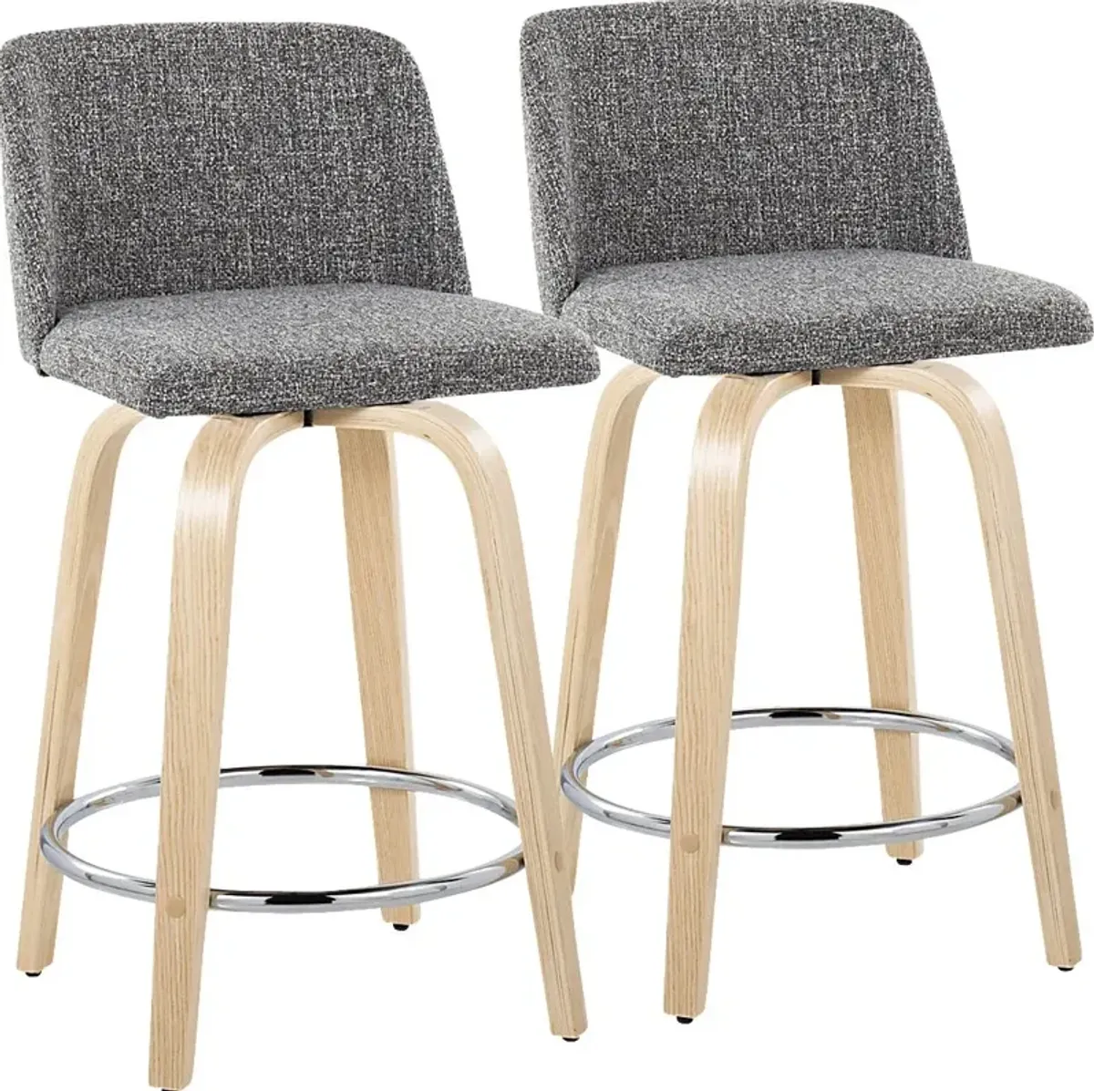 Clyo V Gray Swivel Counter Height Stool, Set of 2