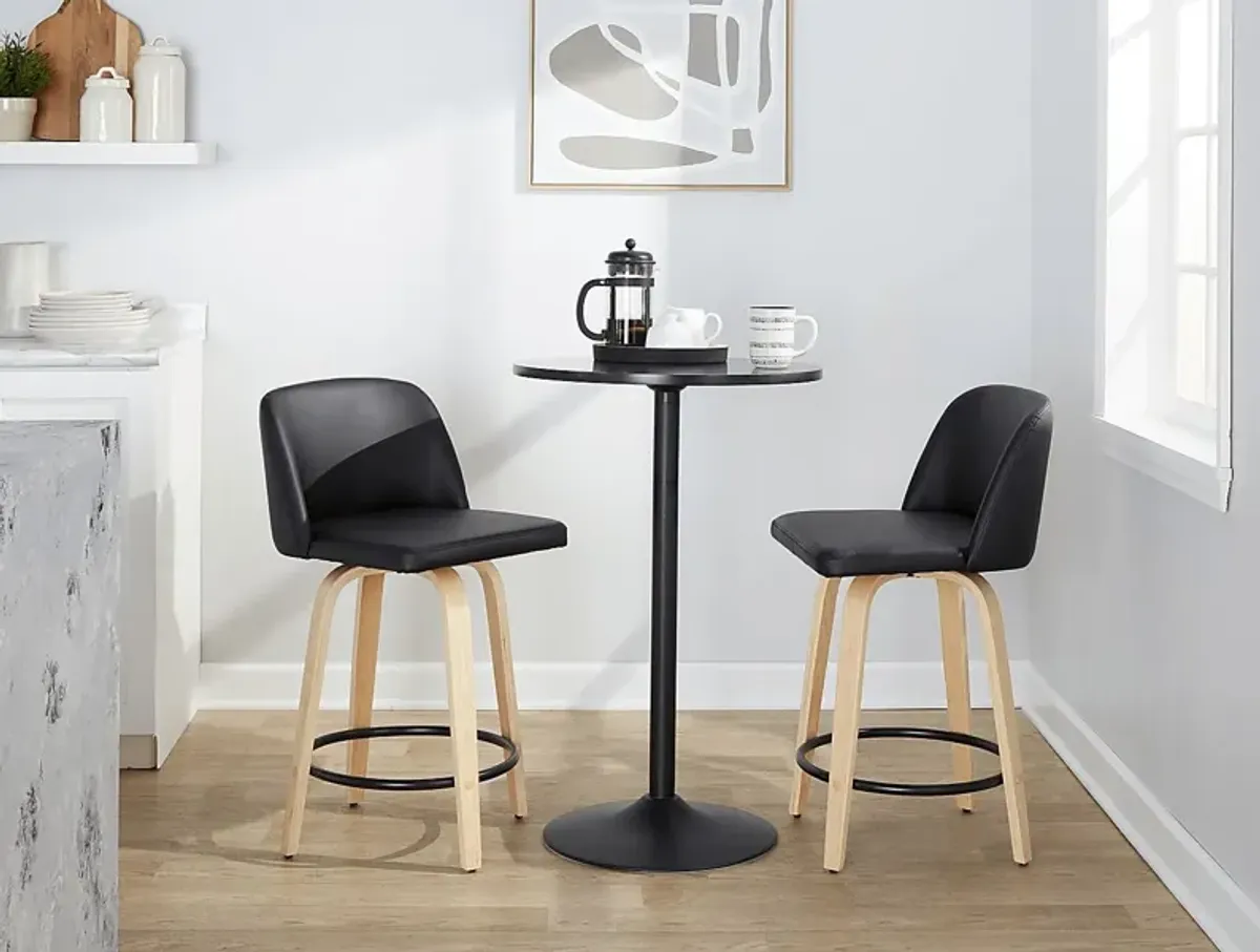 Clyo VI Black Swivel Counter Height Stool, Set of 2