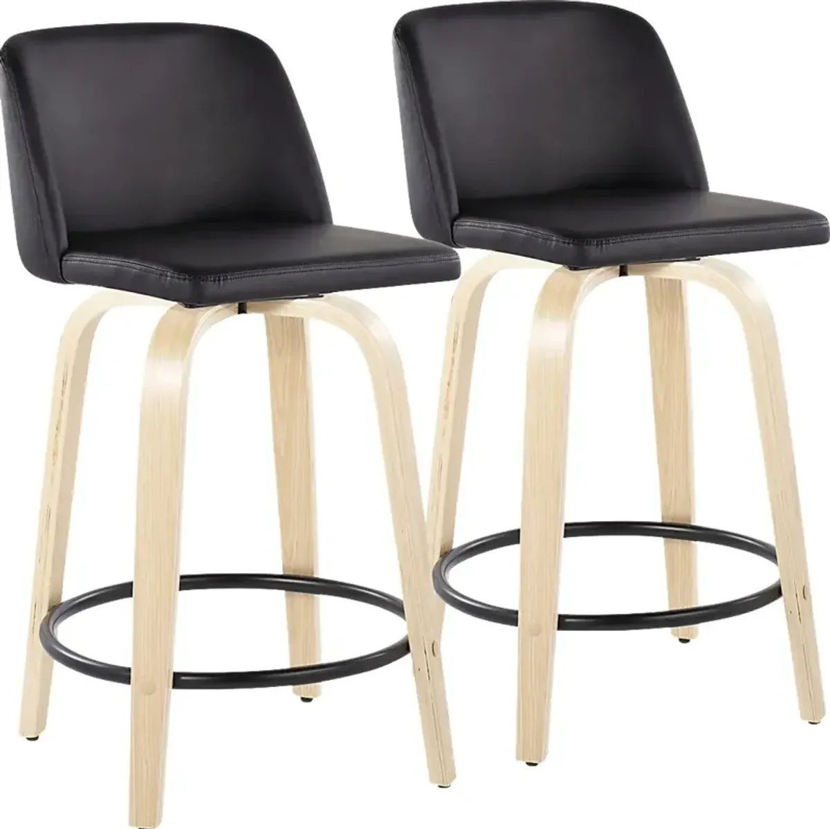 Clyo VI Black Swivel Counter Height Stool, Set of 2