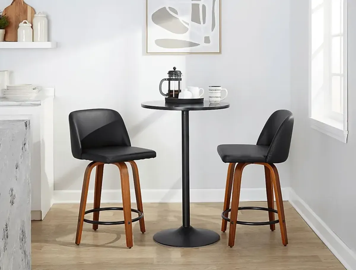 Clyo VII Black Swivel Counter Height Stool, Set of 2