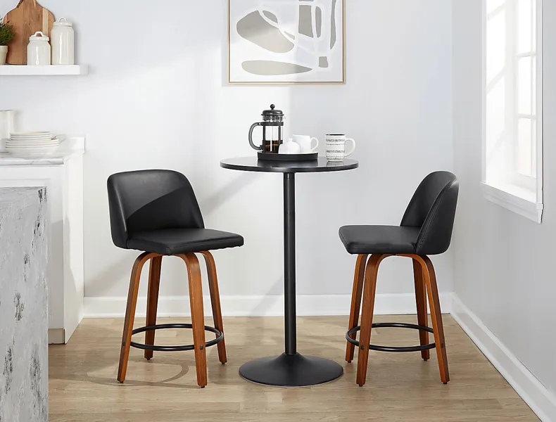 Clyo VII Black Swivel Counter Height Stool, Set of 2