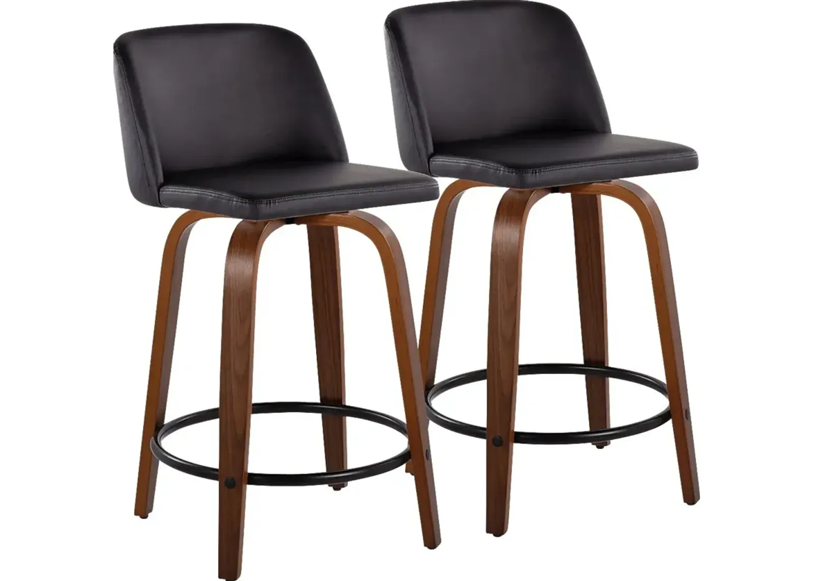 Clyo VII Black Swivel Counter Height Stool, Set of 2