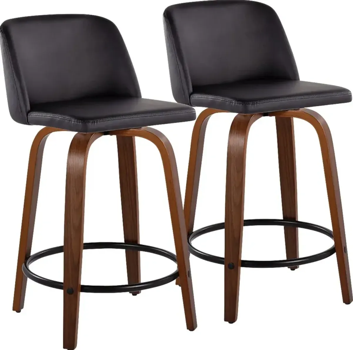 Clyo VII Black Swivel Counter Height Stool, Set of 2