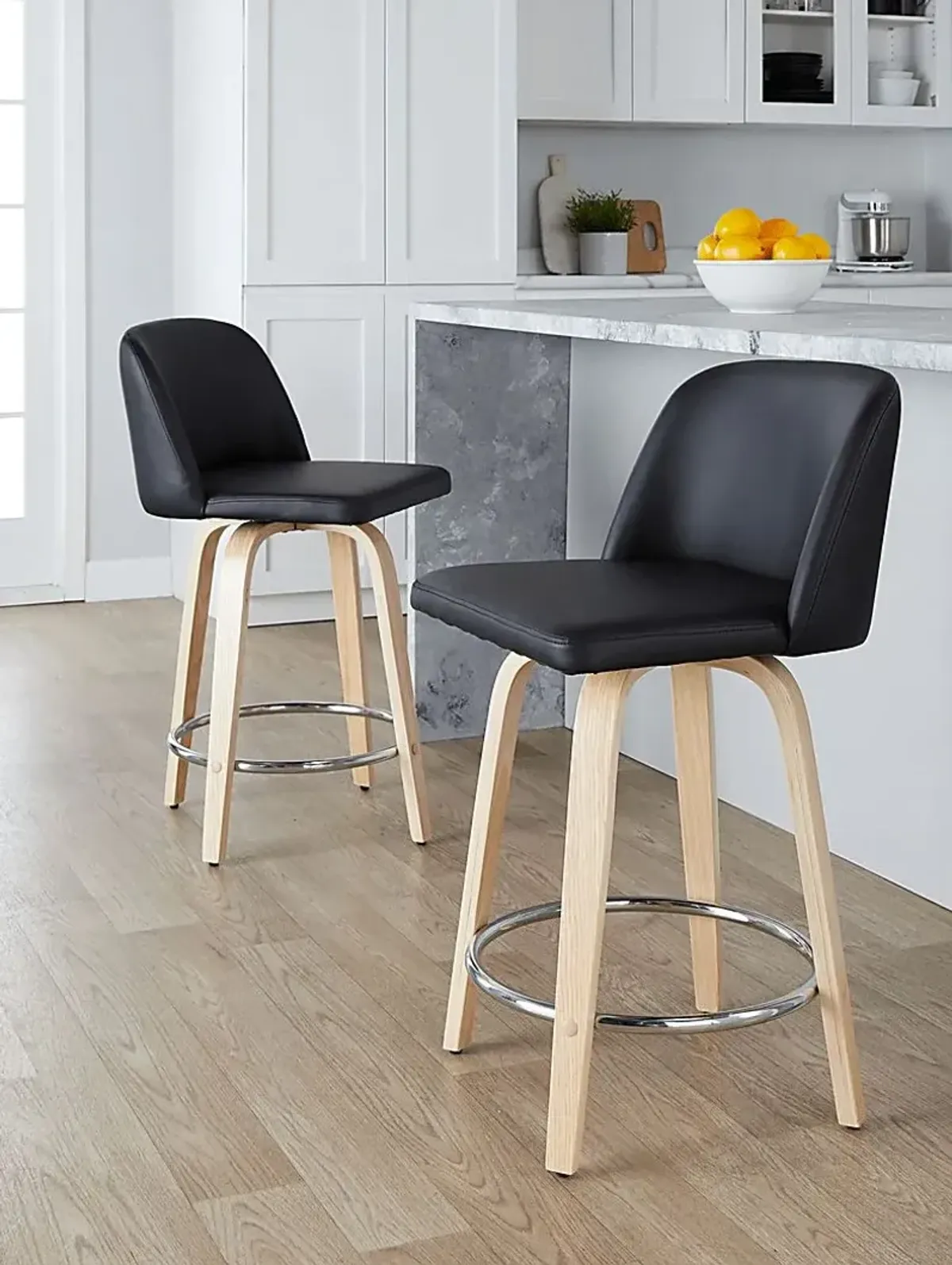 Clyo V Black Swivel Counter Height Stool, Set of 2