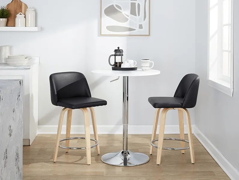 Clyo V Black Swivel Counter Height Stool, Set of 2