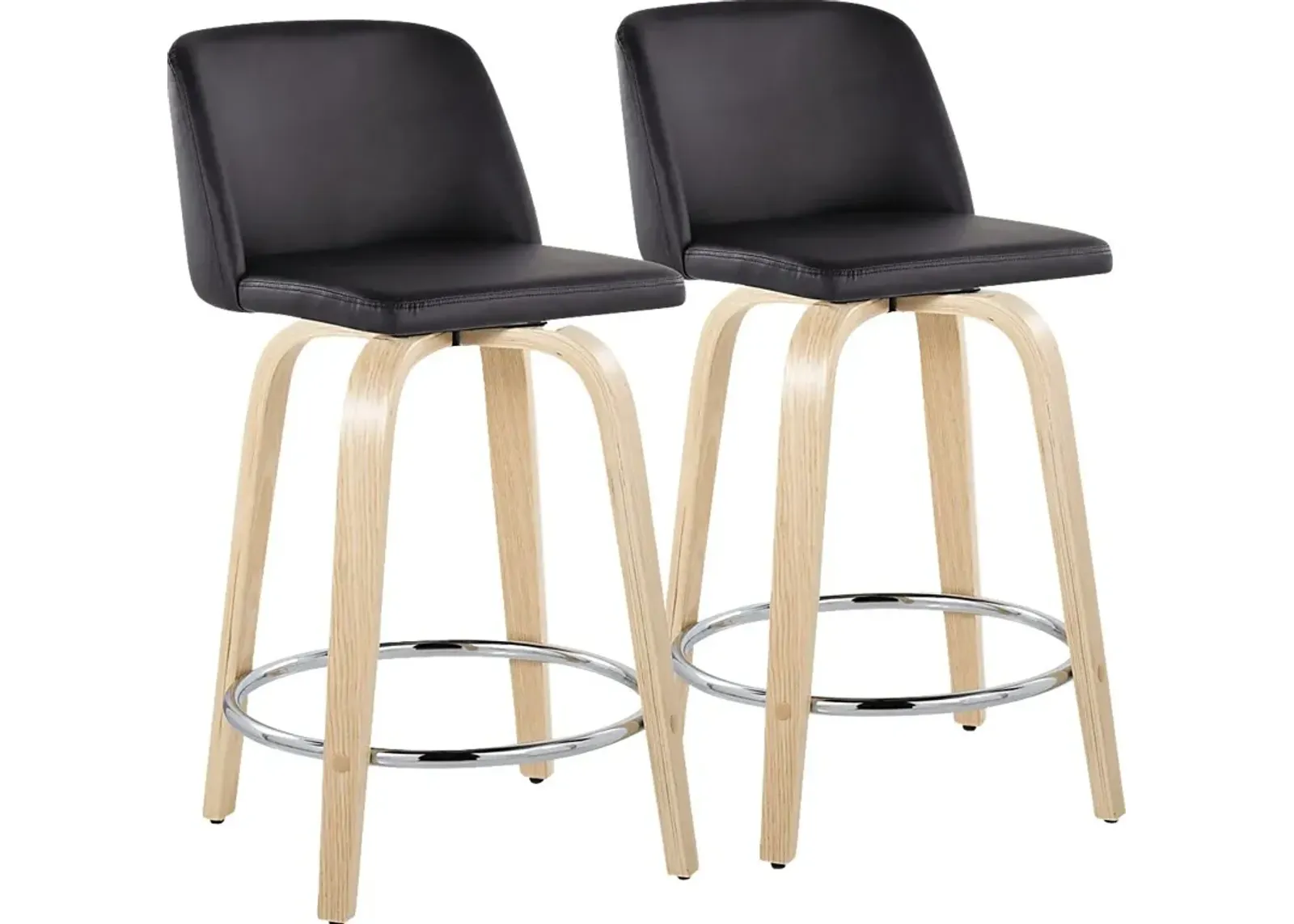 Clyo V Black Swivel Counter Height Stool, Set of 2