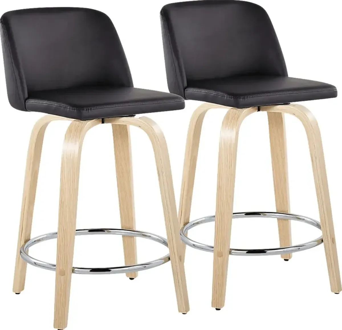 Clyo V Black Swivel Counter Height Stool, Set of 2