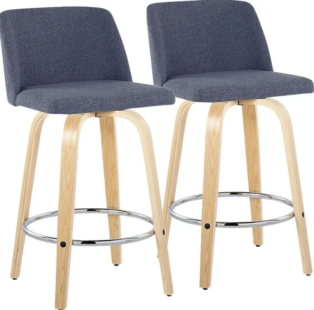 Clyo IX Blue Swivel Counter Height Stool, Set of 2