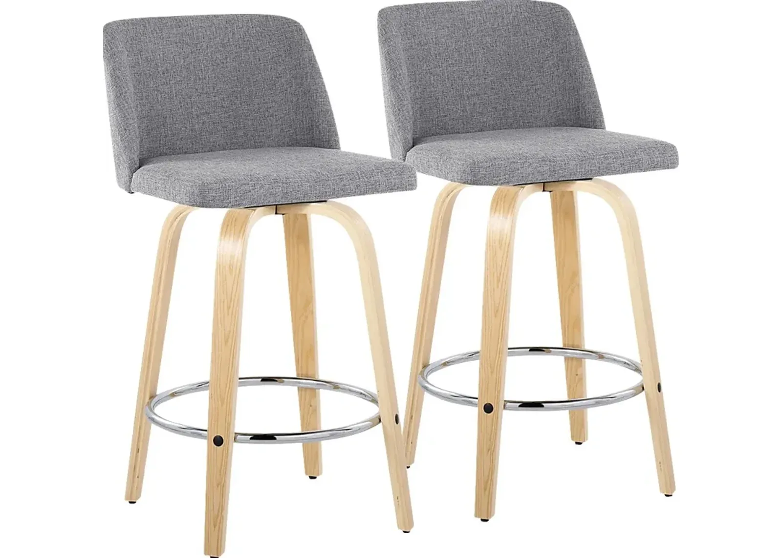 Clyo IX Gray Swivel Counter Height Stool, Set of 2