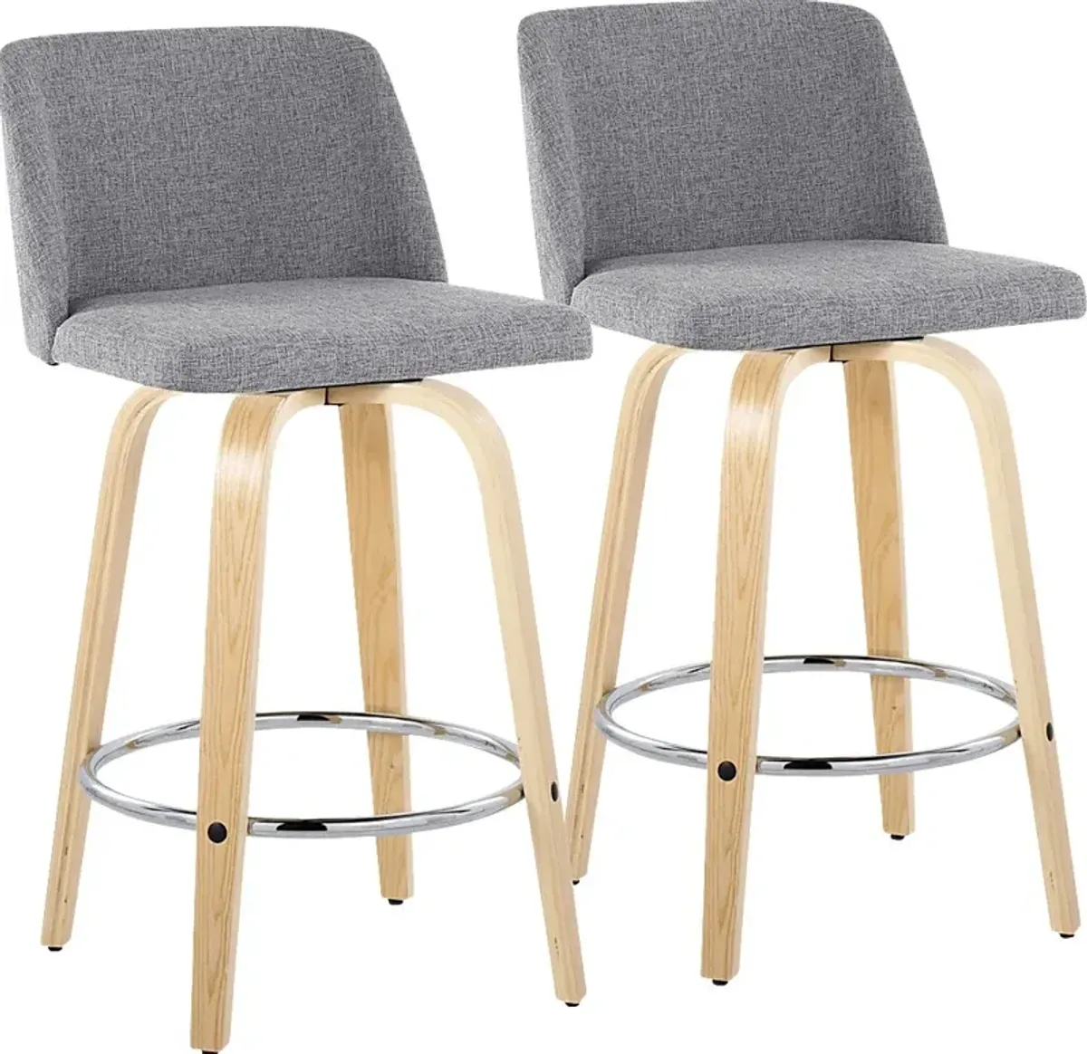 Clyo IX Gray Swivel Counter Height Stool, Set of 2