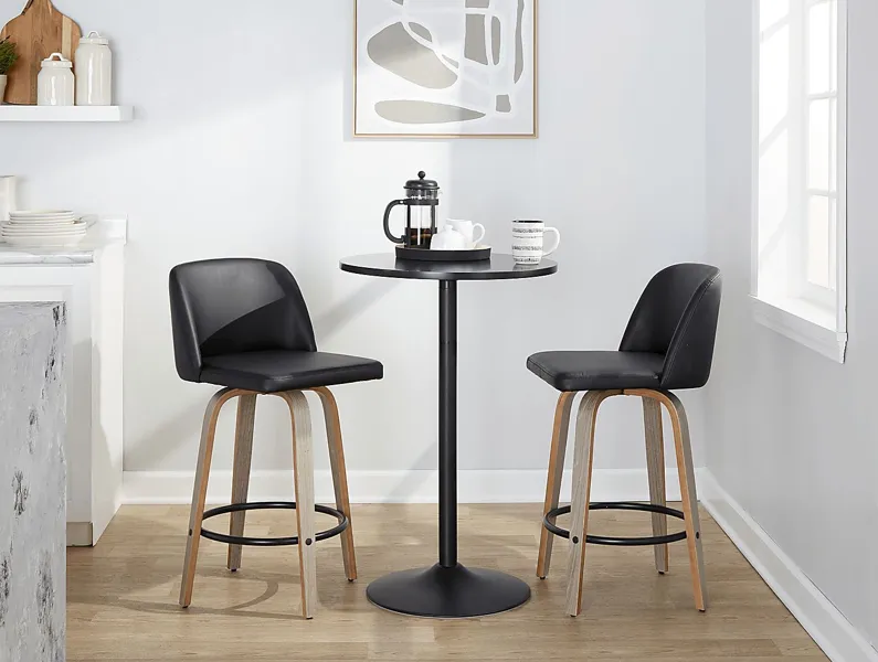 Clyo X Black Swivel Counter Height Stool, Set of 2