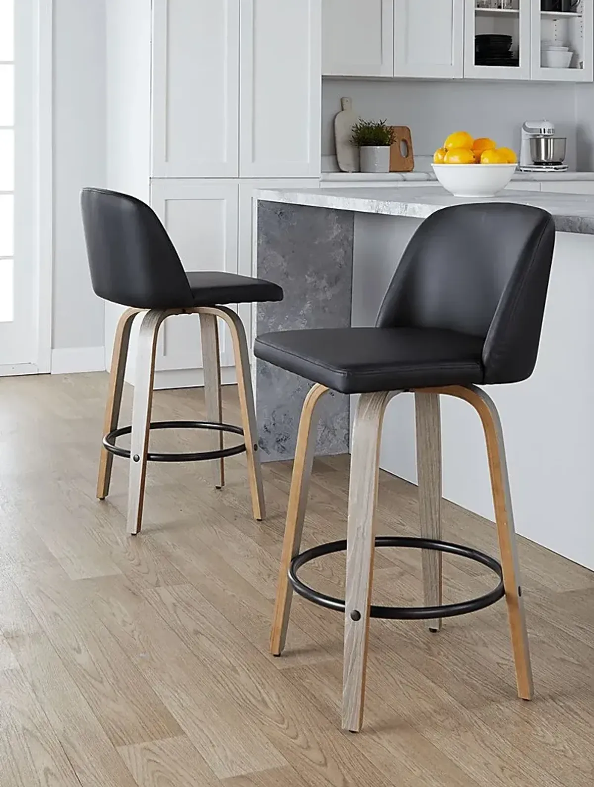 Clyo X Black Swivel Counter Height Stool, Set of 2