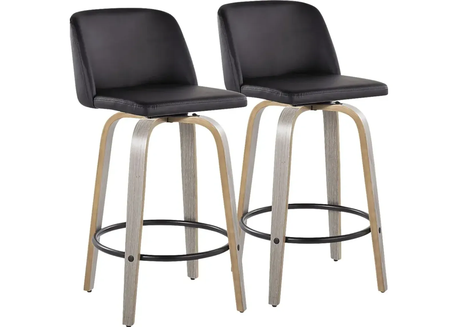 Clyo X Black Swivel Counter Height Stool, Set of 2