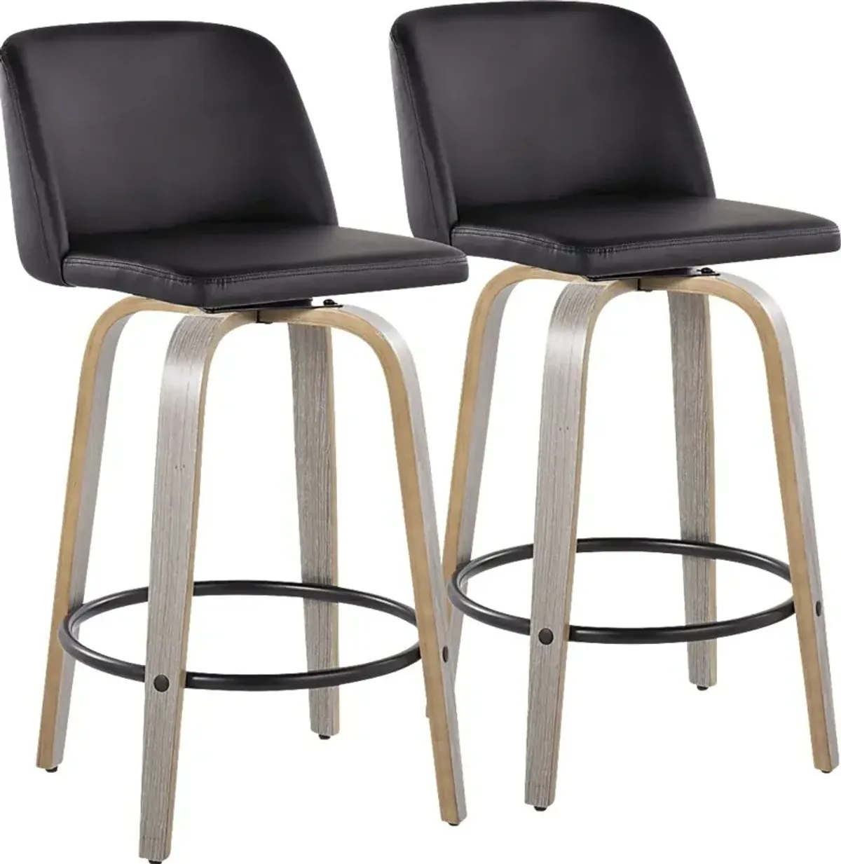 Clyo X Black Swivel Counter Height Stool, Set of 2