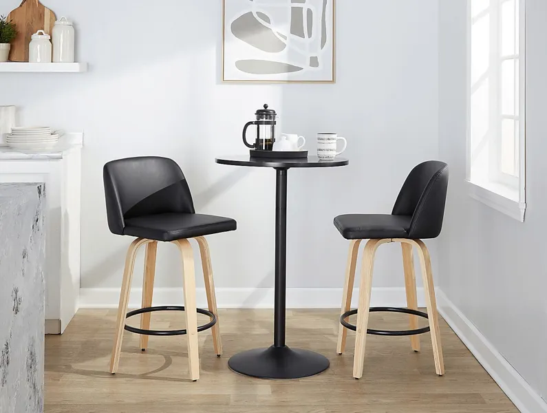 Clyo XI Black Swivel Counter Height Stool, Set of 2