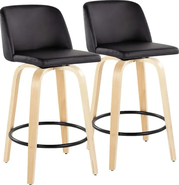 Clyo XI Black Swivel Counter Height Stool, Set of 2