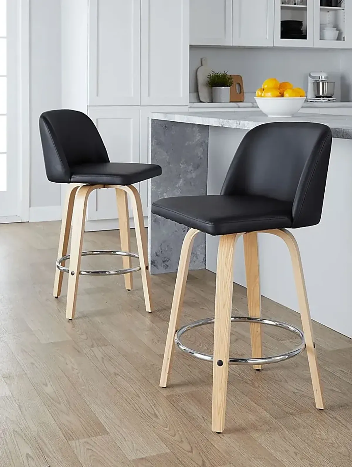 Clyo IX Black Swivel Counter Height Stool, Set of 2