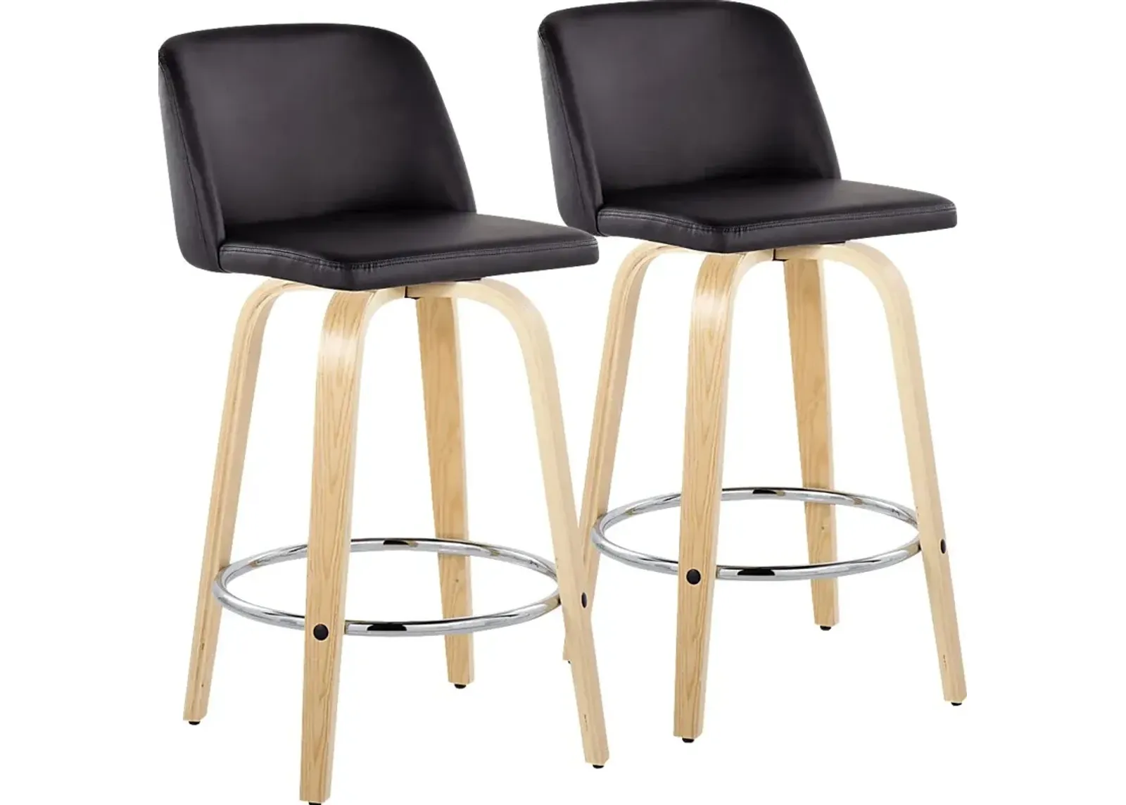 Clyo IX Black Swivel Counter Height Stool, Set of 2