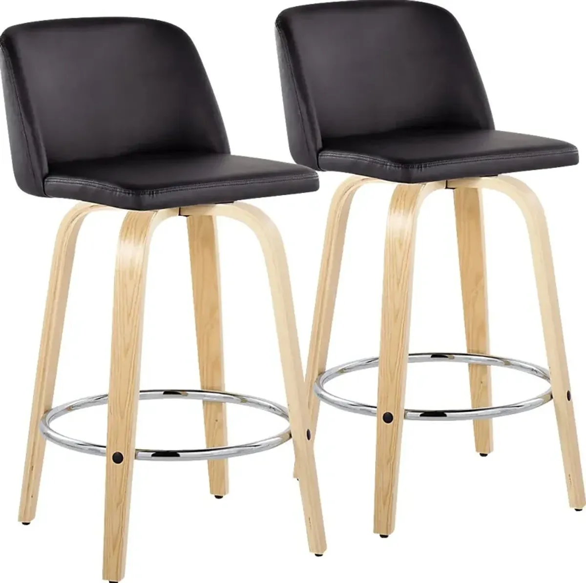 Clyo IX Black Swivel Counter Height Stool, Set of 2