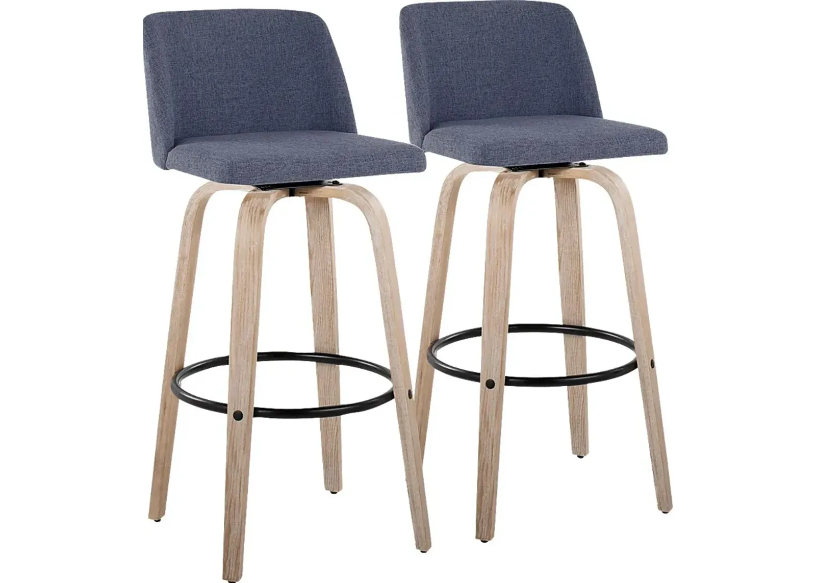 Clyo XII Blue Swivel Barstool, Set of 2