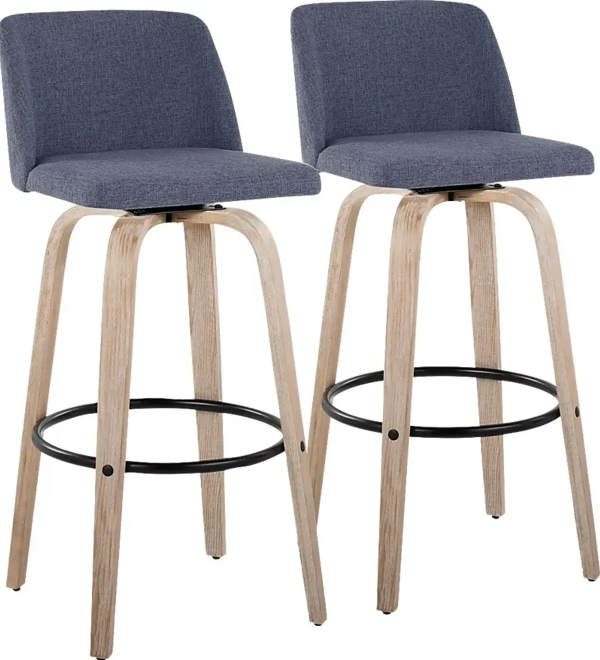 Clyo XII Blue Swivel Barstool, Set of 2