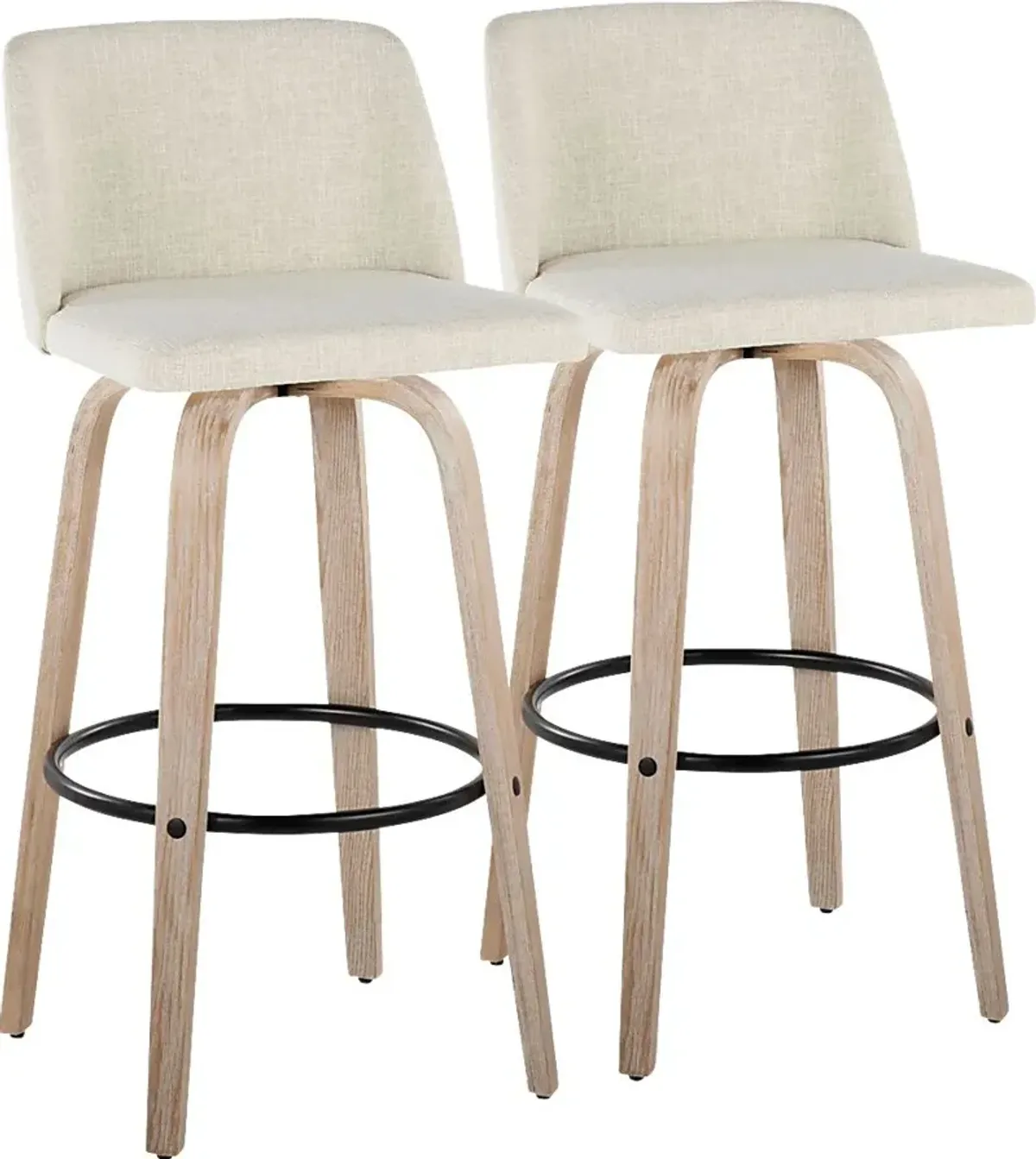 Clyo XII Cream Swivel Barstool, Set of 2