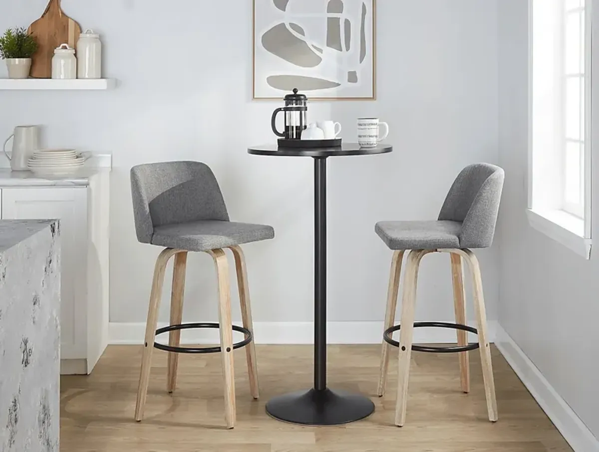 Clyo XII Gray Swivel Barstool, Set of 2