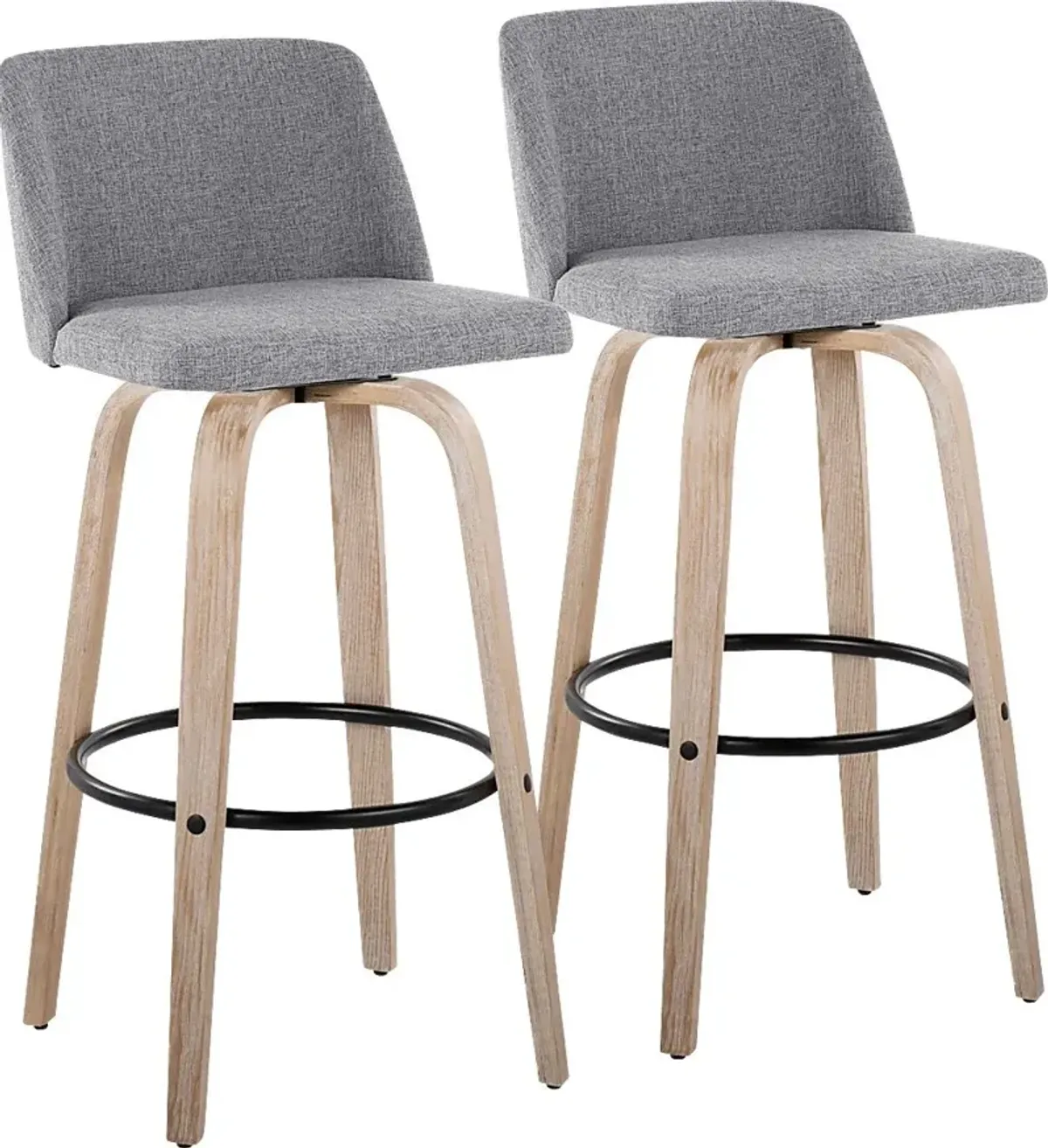 Clyo XII Gray Swivel Barstool, Set of 2