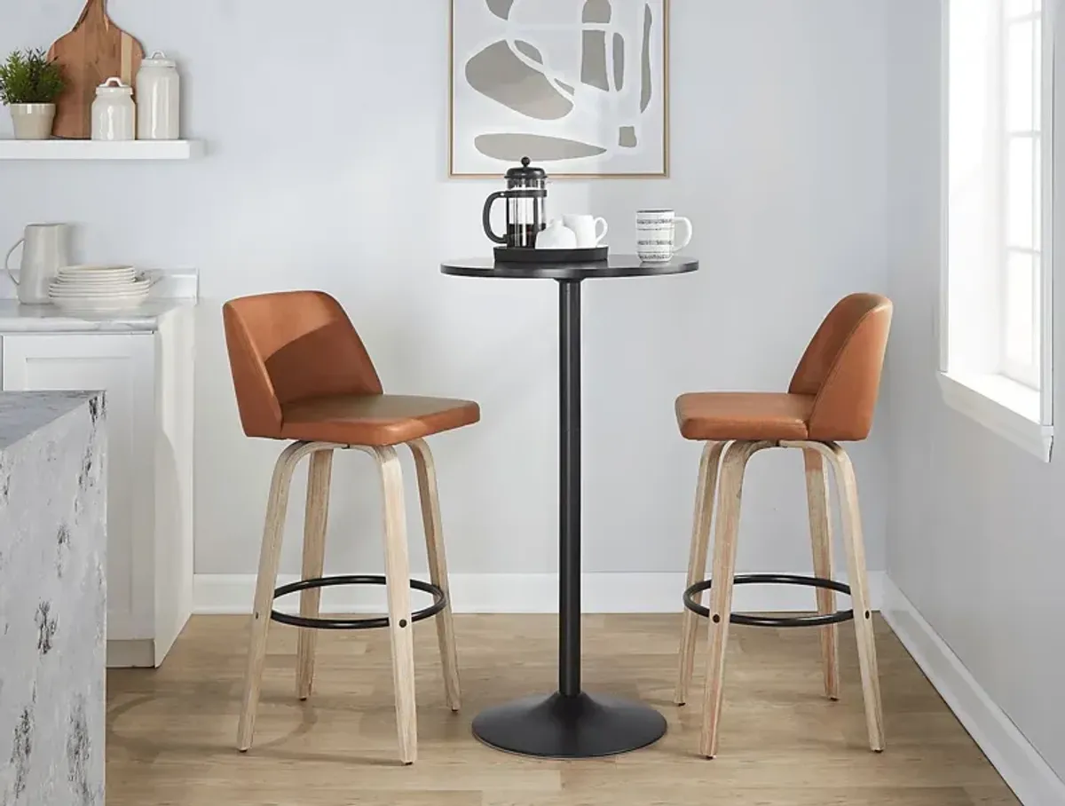 Clyo XII Camel Swivel Barstool, Set of 2