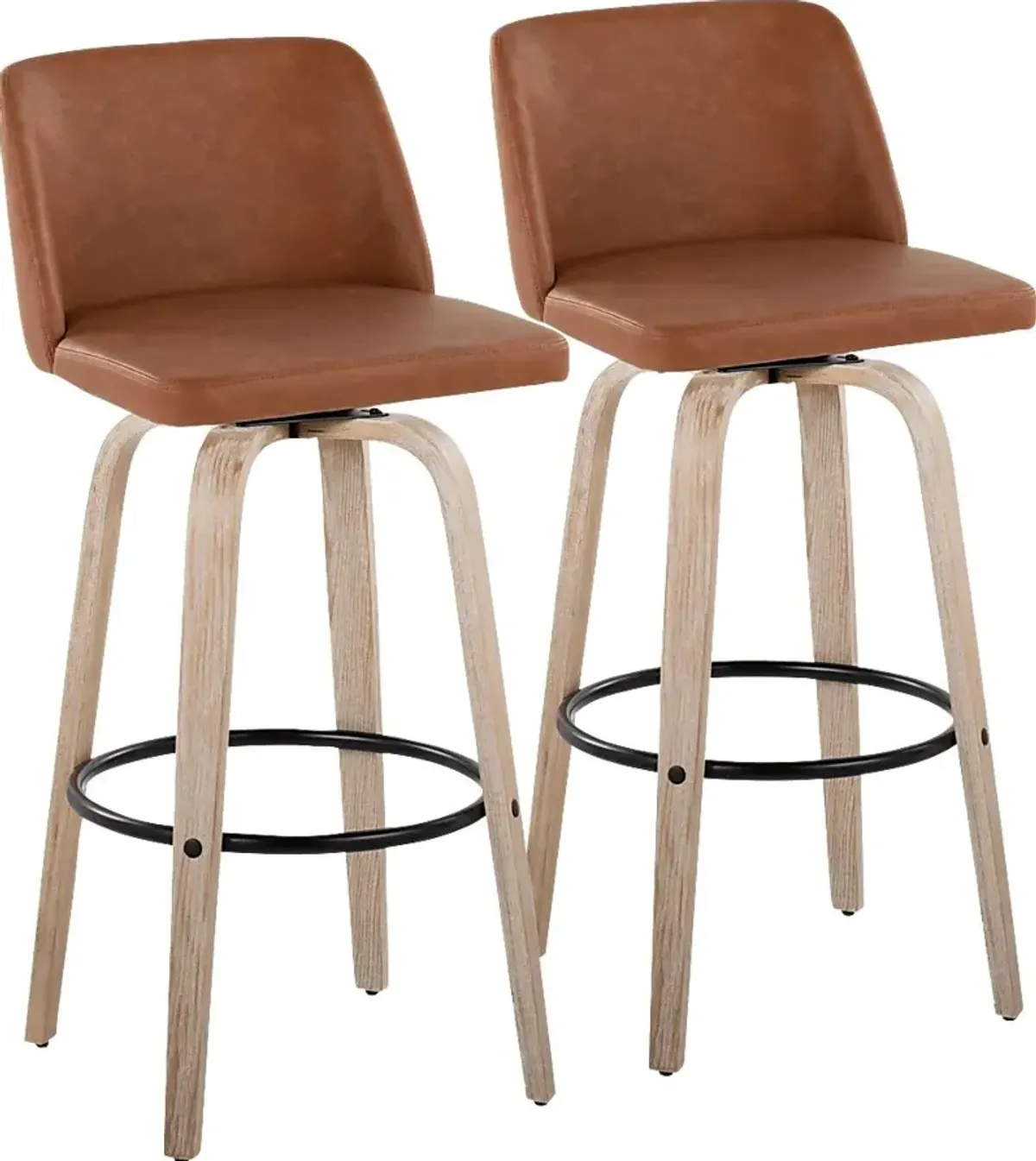 Clyo XII Camel Swivel Barstool, Set of 2