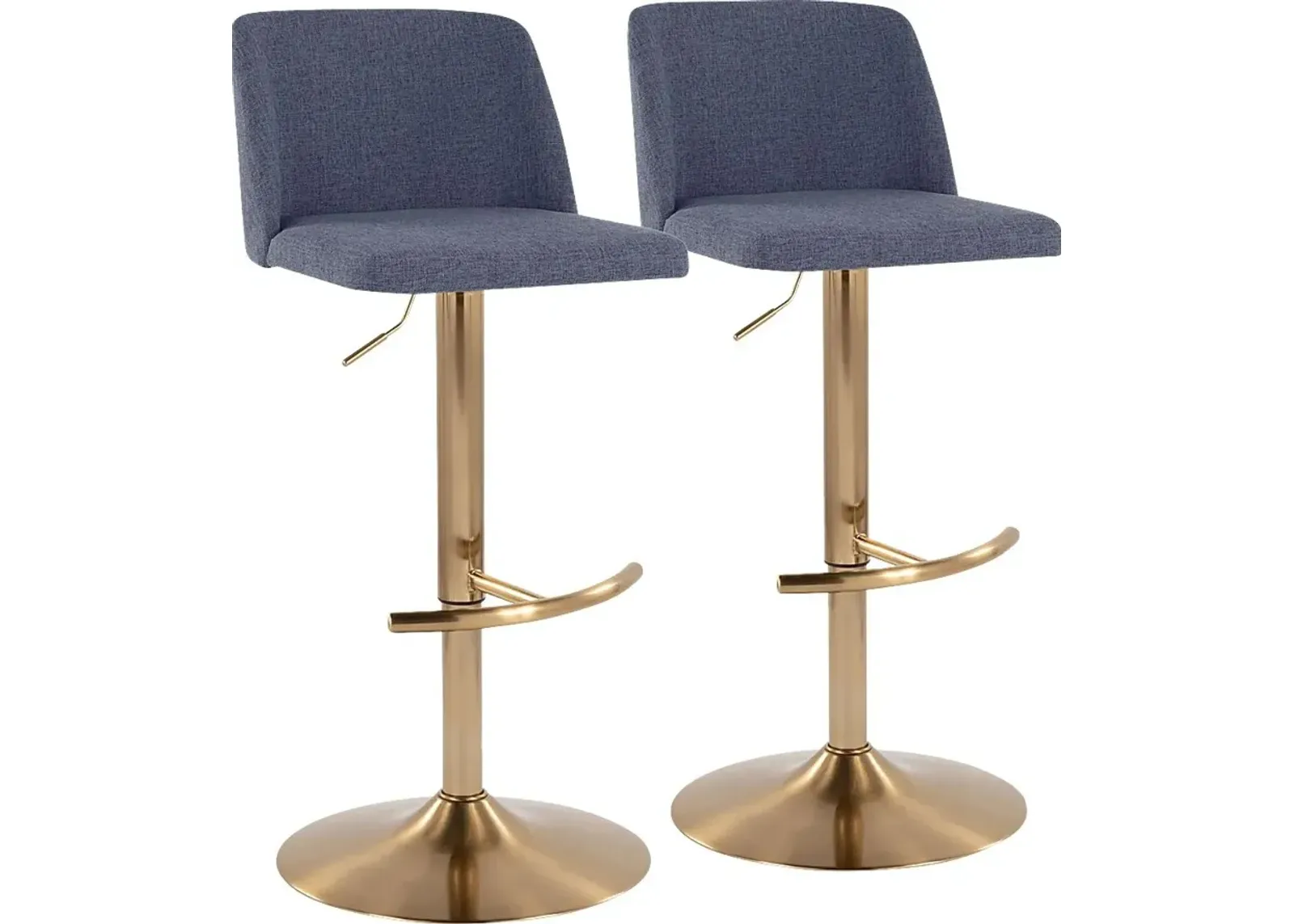 Clyo XIII Blue Adjustable Barstool, Set of 2