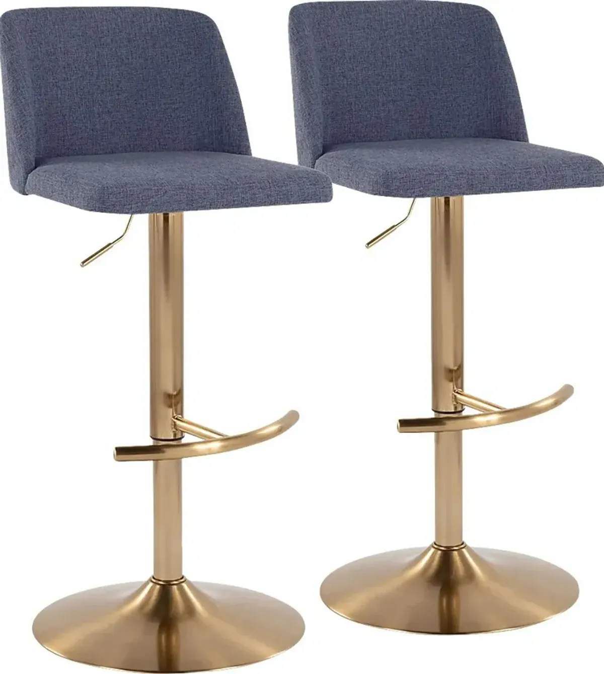 Clyo XIII Blue Adjustable Barstool, Set of 2