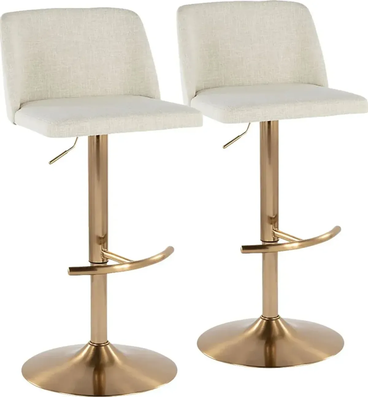 Clyo XIII Cream Adjustable Barstool, Set of 2